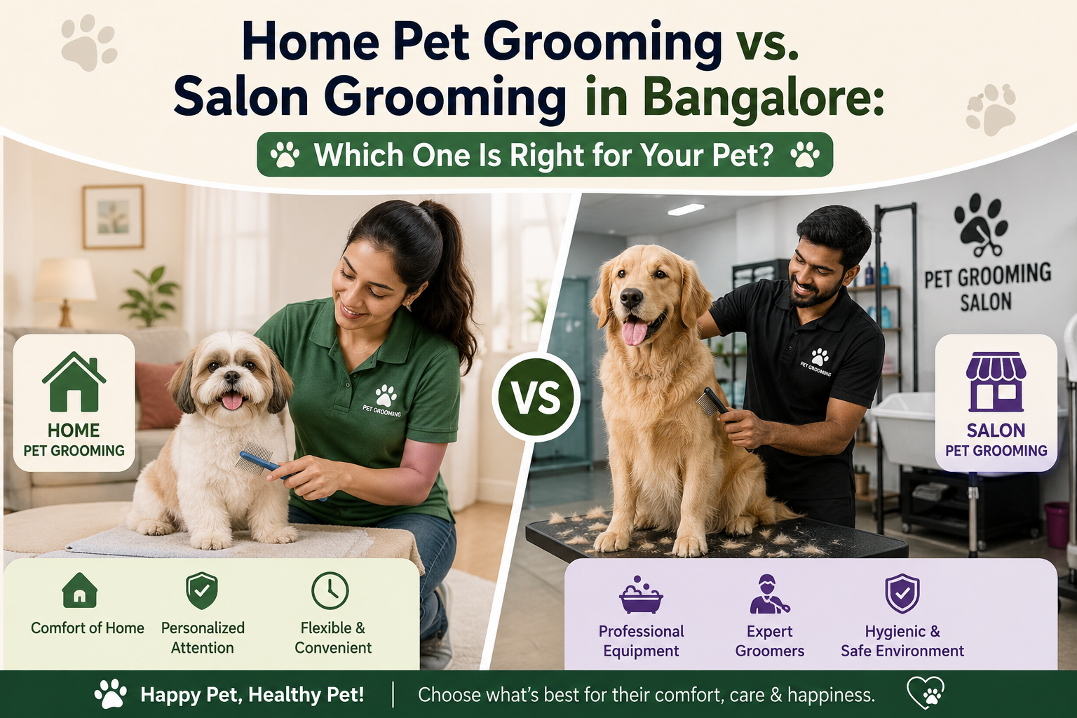 Home Pet Grooming vs. Salon Grooming in Bangalore: Which One Is Right for Your Pet?