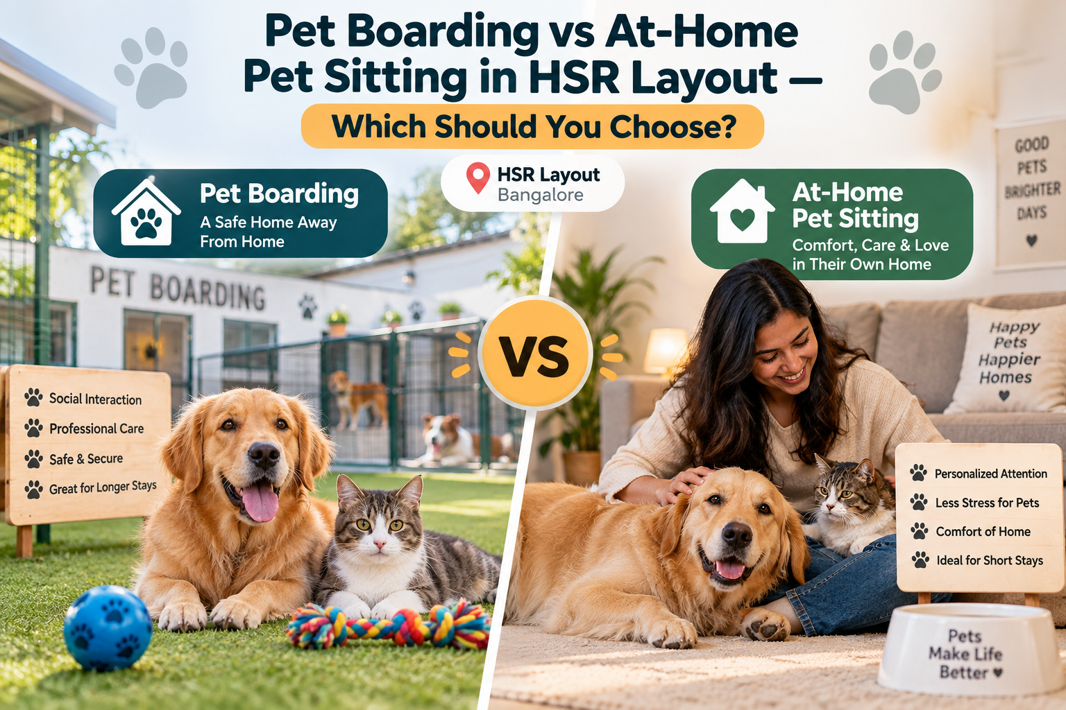 Pet Boarding vs At-Home Pet Sitting in HSR Layout — Which Should You Choose?